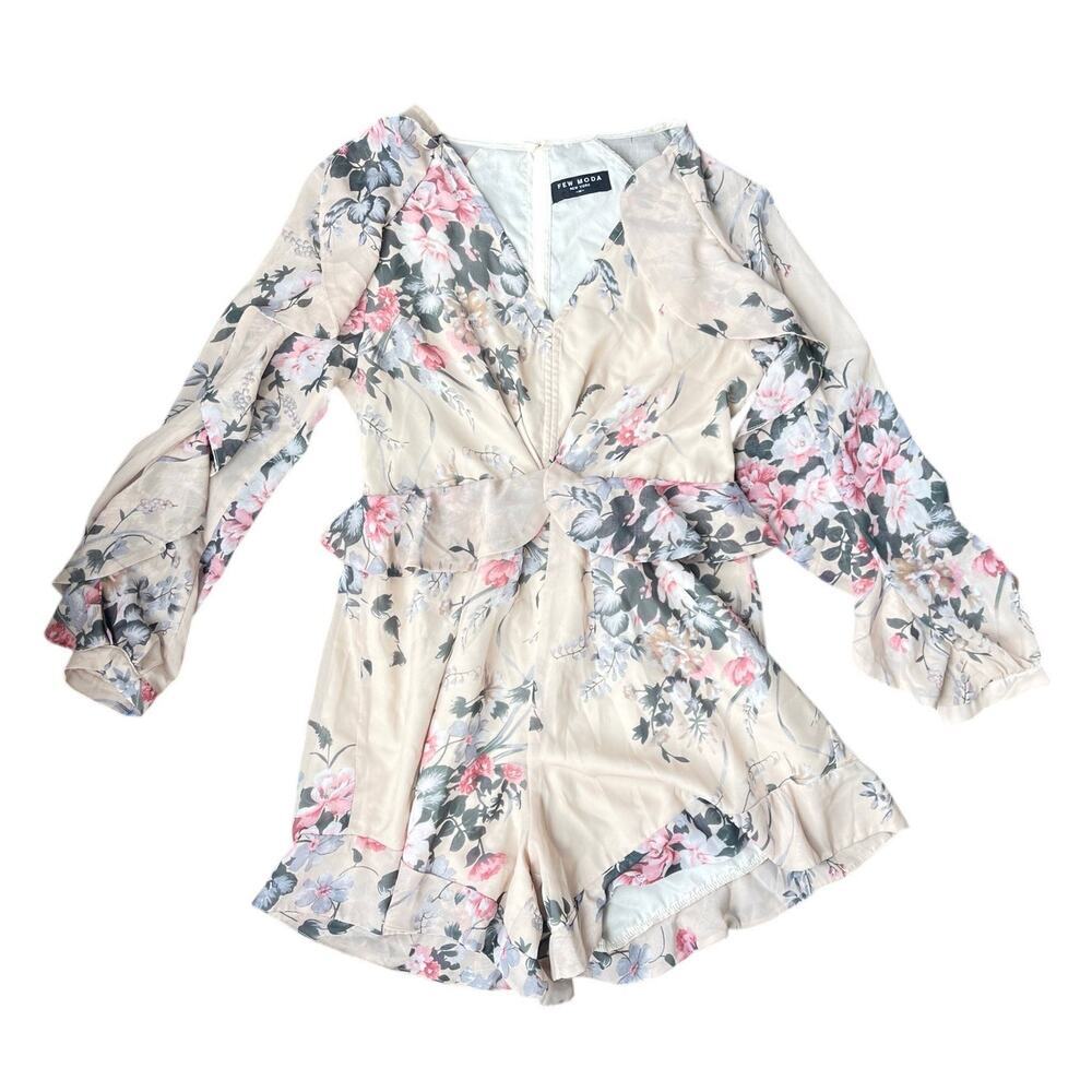 Few Moda Floral Ruffle Long Sleeve Romper - Size Medium - Picture 4 of 14